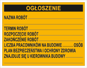 Budowlana tablica ogłoszeniowa
