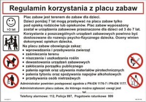 Znak Regulamin korzystania z placu zabaw