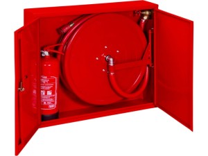 Hydrant DN 25 z wężem 30mb. ZAWIESZANY SMUKŁY z mejscem na gaśnicę z boku hydrantu