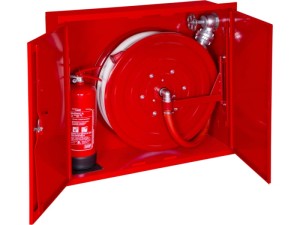 Hydrant DN 33 z wężem 30mb. WNĘKOWY z miejscem na gaśnicę z boku hydrantu