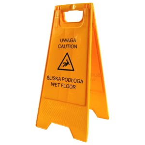 POTYKACZ TABLICA UWAGA ŚLISKA PODŁOGA = WET FLOOR