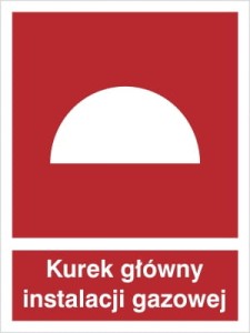 Znak KUREK GŁÓWNY INSTALACJI GAZOWEJ PCV 15x20 płyta foto 
