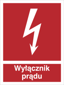 Znak WYŁĄCZNIK PRĄDU PCV 15x20 foto