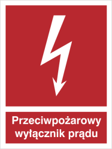 Znak PRZECIWPOŻAROWY WYŁĄCZNIK PRĄDU PCV 15x20 foto