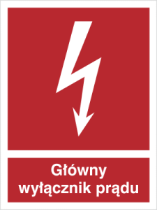 Znak GŁÓWNY WYŁĄCZNIK PRĄDU PCV 15x20 foto