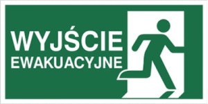 Znak WYJŚCIE EWAKUACYJNE w prawo płyta foto 15x30 foto