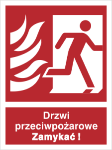 Znak Drzwi przeciwpożarowe ZAMYKAĆ (w  prawo)