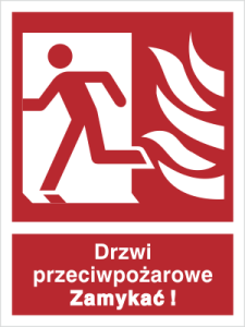 Znak Drzwi przeciwpożarowe ZAMYKAĆ (w  lewo)